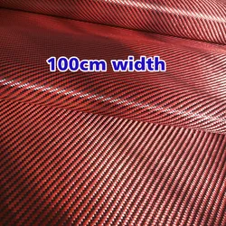 3K 200gsm Carbon fiber & Red Kevlar Aramid Mixed Fabric Cloth 2x2 Twill 100cm 1.5m length Hybrid Carbon Kevlar roll up packaging