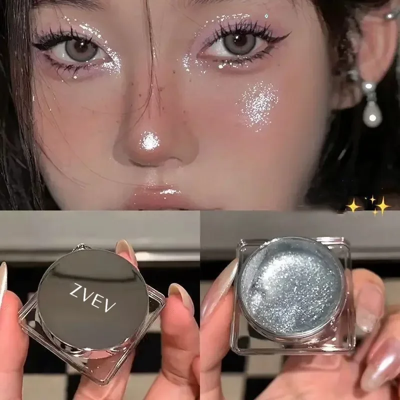 ZVEV Diamond Glitter Metallic Eyeshadow Highlight Eyes Make Up Shiny Black Eyeshadow Gel Eye Makeup Palette Women Cosmetics