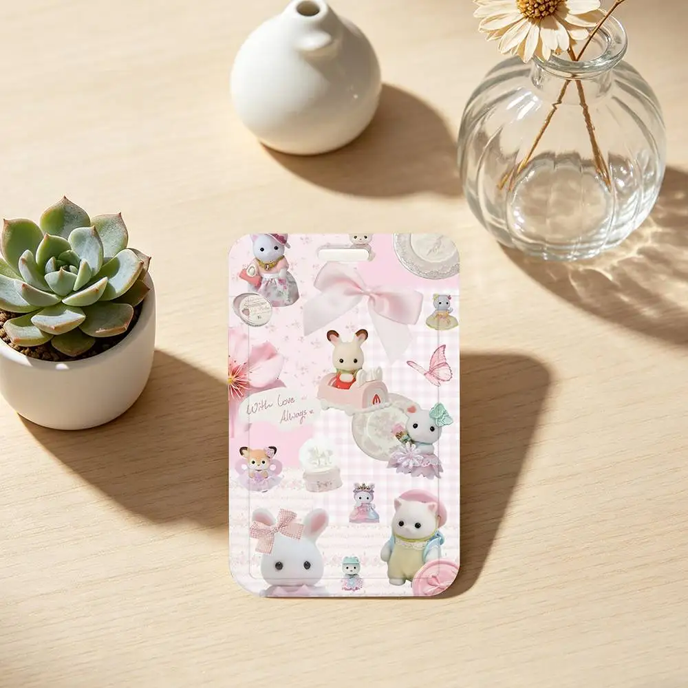 Cute S-Sylvanian F-Families ID Badge Holder With For Office School Name Card Credentials Case