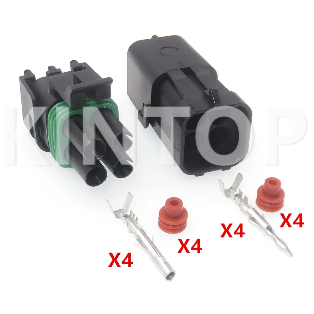 1 Set 4 Pins AC Assembly Car Replacement Socket Parts 12015798 12015024 Auto Plastic Housing Waterproof Male Female Connector