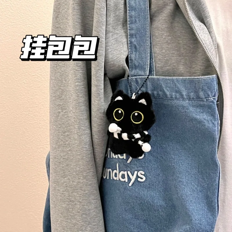 

Прохладный плюшевый черный кот, кукла, игрушка, брелок с мультяшным котенком, мягкая кукла, подвеска для ключей от машины, рюкзак, сумка, декор, кукла, кулон, брелок