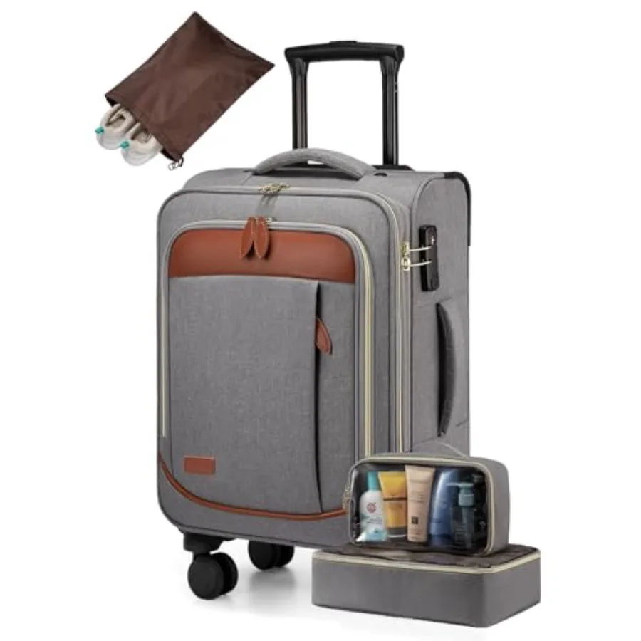 

4 Pcs Carry On Luggage 22x14x9 Airline Approved 20 Inch Underseat Carry on Suitcase for Women Men Softside Travel Luggage with