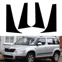 4Pcs Car Glossy Black Trim Stickers For Skoda Yeti 2010 2011 2012 2013 2014-2017 Door Pillar Window Posts Exterior Decal Styling