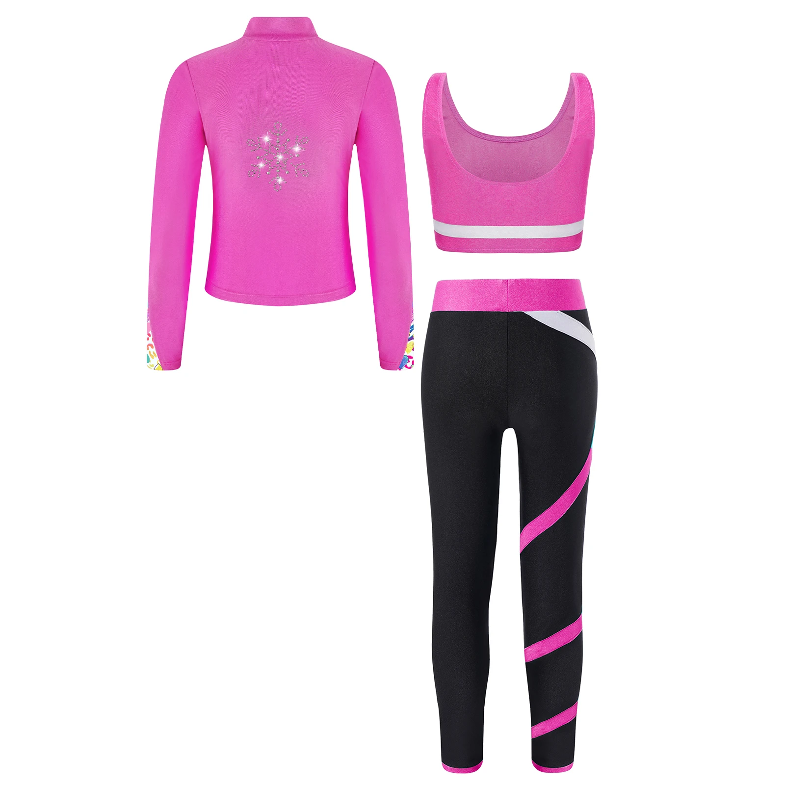 Children's Sport Suits Kids Sports Set For Girls Gym Athletic Outfits Vest with Legging Long Sleeve Zipper Sweatshirt Sportswear