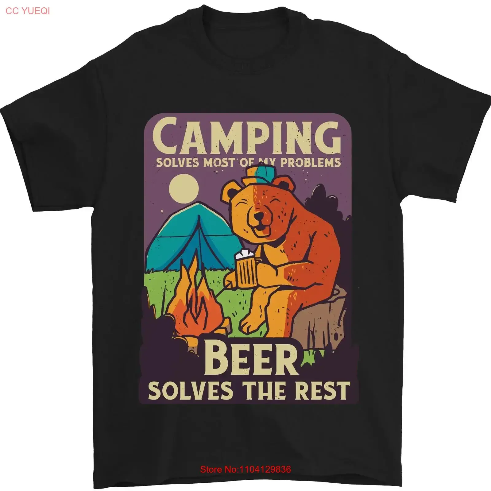 Camping Solves Most of My Problems Funny Mens T Shirt 100 Cotton vintage Washed Versatile Top For Everyday Wear Casual Soft