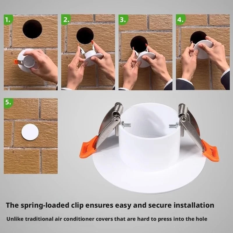Spring-Clip Type Air Conditioning Hole Sealing Cover Pipe Wall Hole Sealing Plug Round Anti-Leakage Wall Hole Sealing Piece for view 3