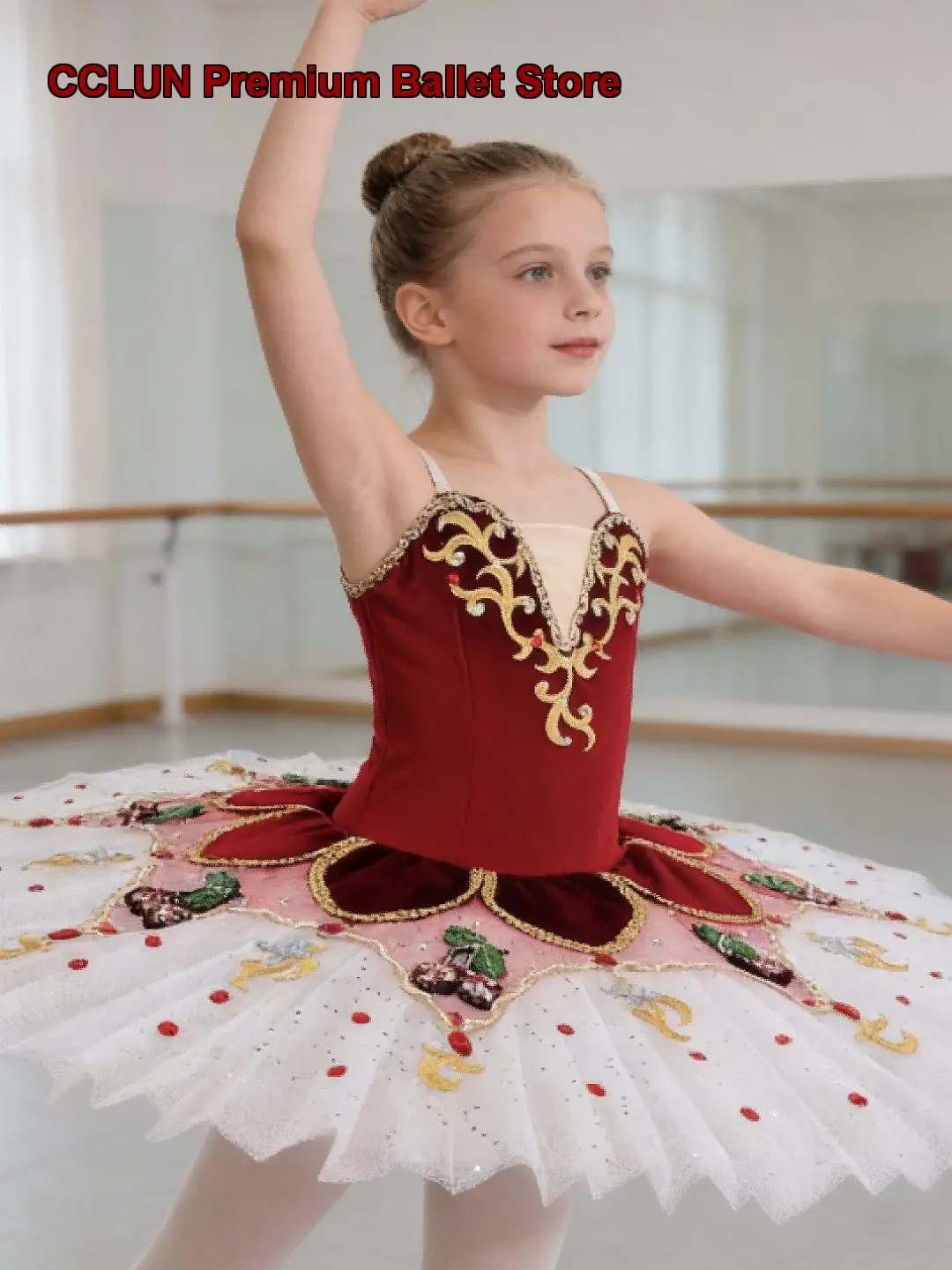 Children's Girls' Cherry Radish Performance Costume Little Swan Tutu for Swan Lake Kids