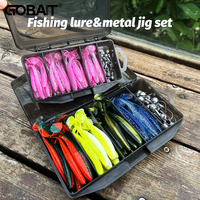 50PCS/Box Metal Jig Bait 5.5cm 7cm 10cm Soft Lure 3g 5g 7g 10g 14g Jigging Head Hook Fishing Box Pesca Swimbait Sinking Lure Kit