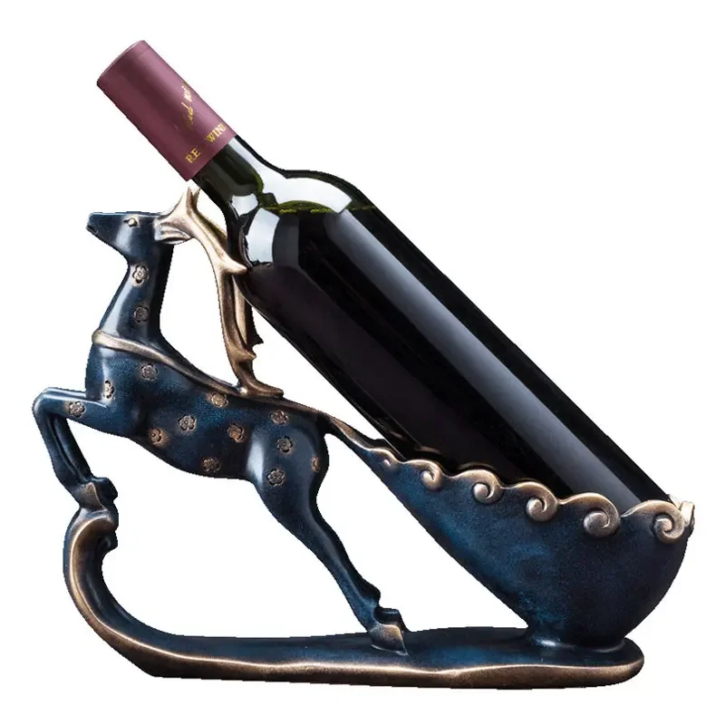 

Resin Wine Rack Display Home Decoration European Modern Wine Holder Deer Craft Livingroom Office Wine Bottle Shelf Decoration