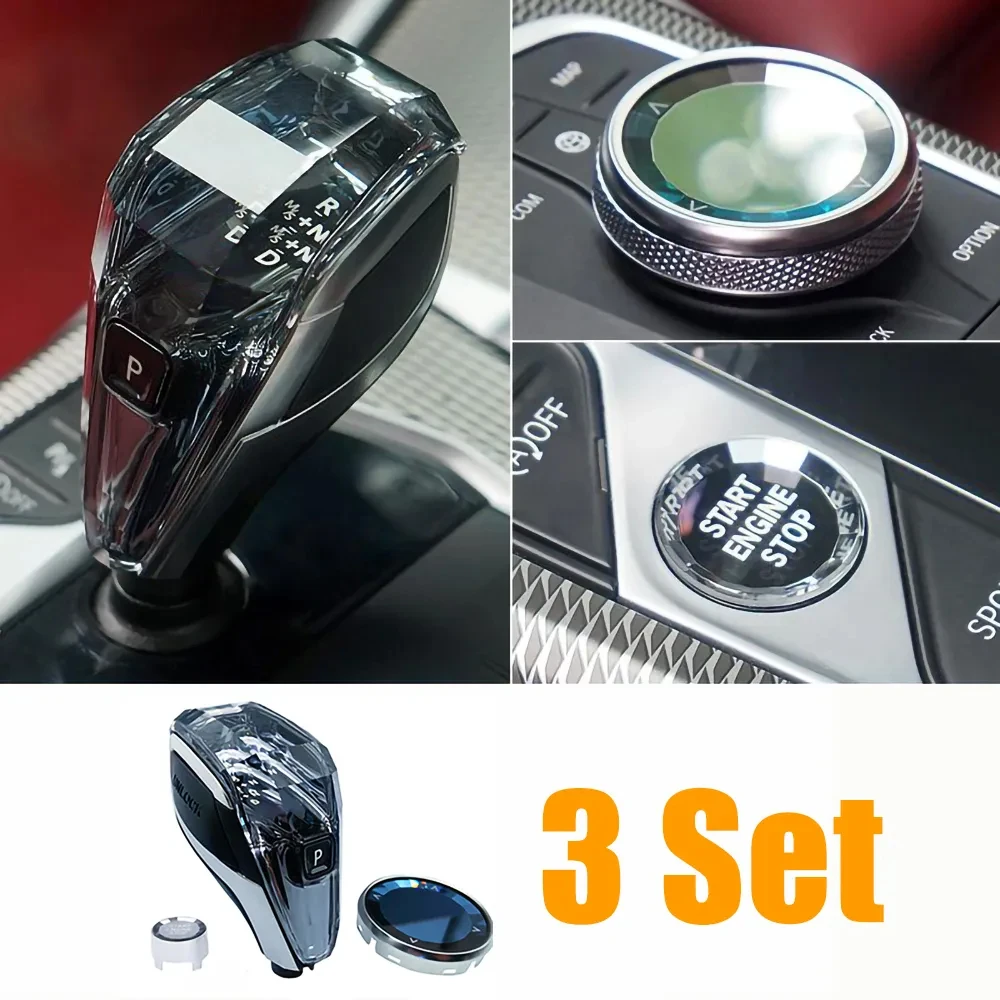 

Crystal Shift Knob 3-Piece Set For BMW 5/6/7 Series X3 iX3 X4 G30/G31/G38/G32/G11/G12/G01/G08/G02 Crystal Shift Lever Knob Set