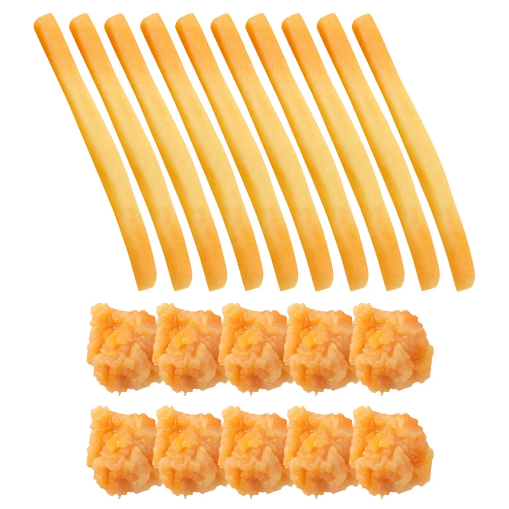 20 Pcs Snack Model Artificial French Fries Faux Toy Chicken Popcorn Food Simulation Pvc Kitchen