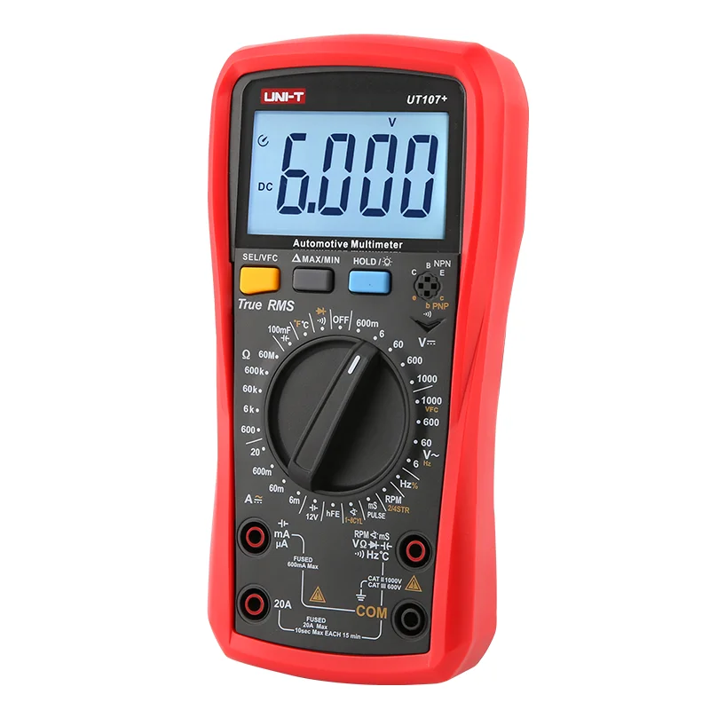 UNI-T UT105+ UT107+Automotive Multimeter True RMS Voltmeter Tach Dwell RPM VFC Frequency Temperature detection