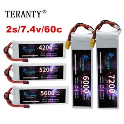 FPV LIPO 2S bateria Lipo 4200mAh 5200mah 5600MAH 6000mah 6500mah 7200mah dron wyścigowy 60C 7.4V XT60 wtyczka dla zdalnie sterowany Quadcopter UAV