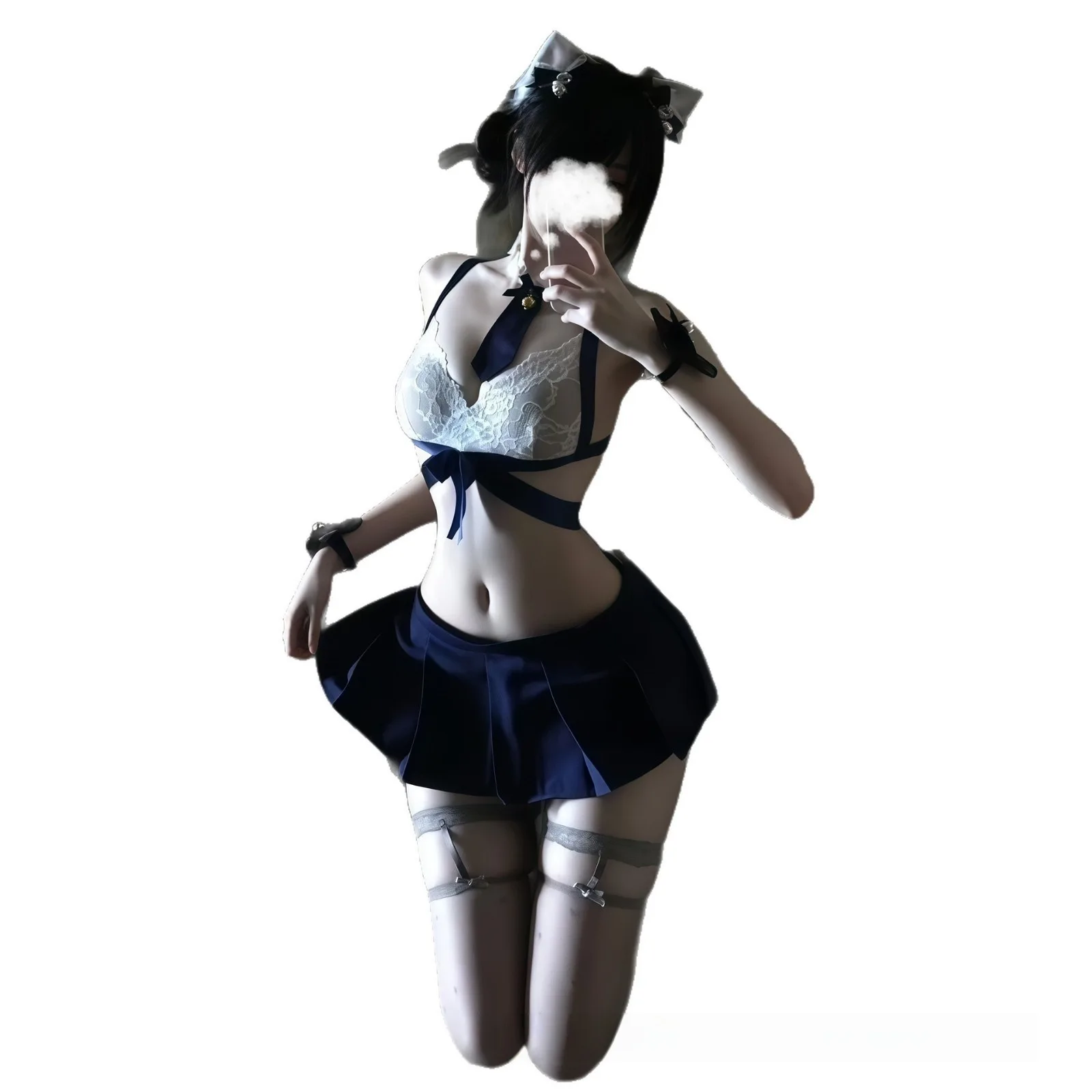 

Sexy Student Ultra Short Pleated Skirt Set JK Cute Small Chest Pure Desire Sexy Sets For Woman Bowknot Lace Trim Sexy Sets 7OJH