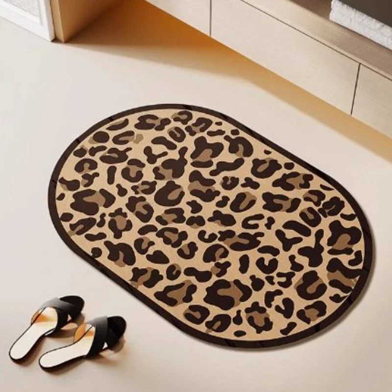 Bathroom Carpet Non-slip Mat Absorbent Diatom Mud Carpets Toilet Shower Foot Mats Leopard Print Rug Home Decoration Rugs 욕실 카펫