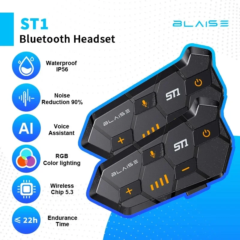 Bluetooth 5.3 Helmet Headset Wireless Hands-free Call Phone Kit Motorcycle Waterproof Earphone MP3 Music Player Speaker for Moto