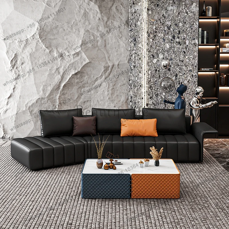 minimalist technology cloth straight piano key sofa special-shaped corner light luxury sofa