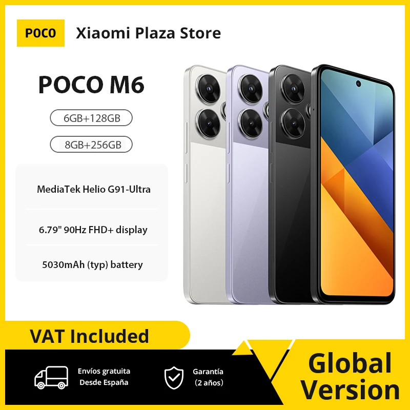 POCO M6 Smartphone versione globale Helio G91 Ultra 108MP fotocamera principale di grado professionale 33W ricarica rapida batteria 5030mAh