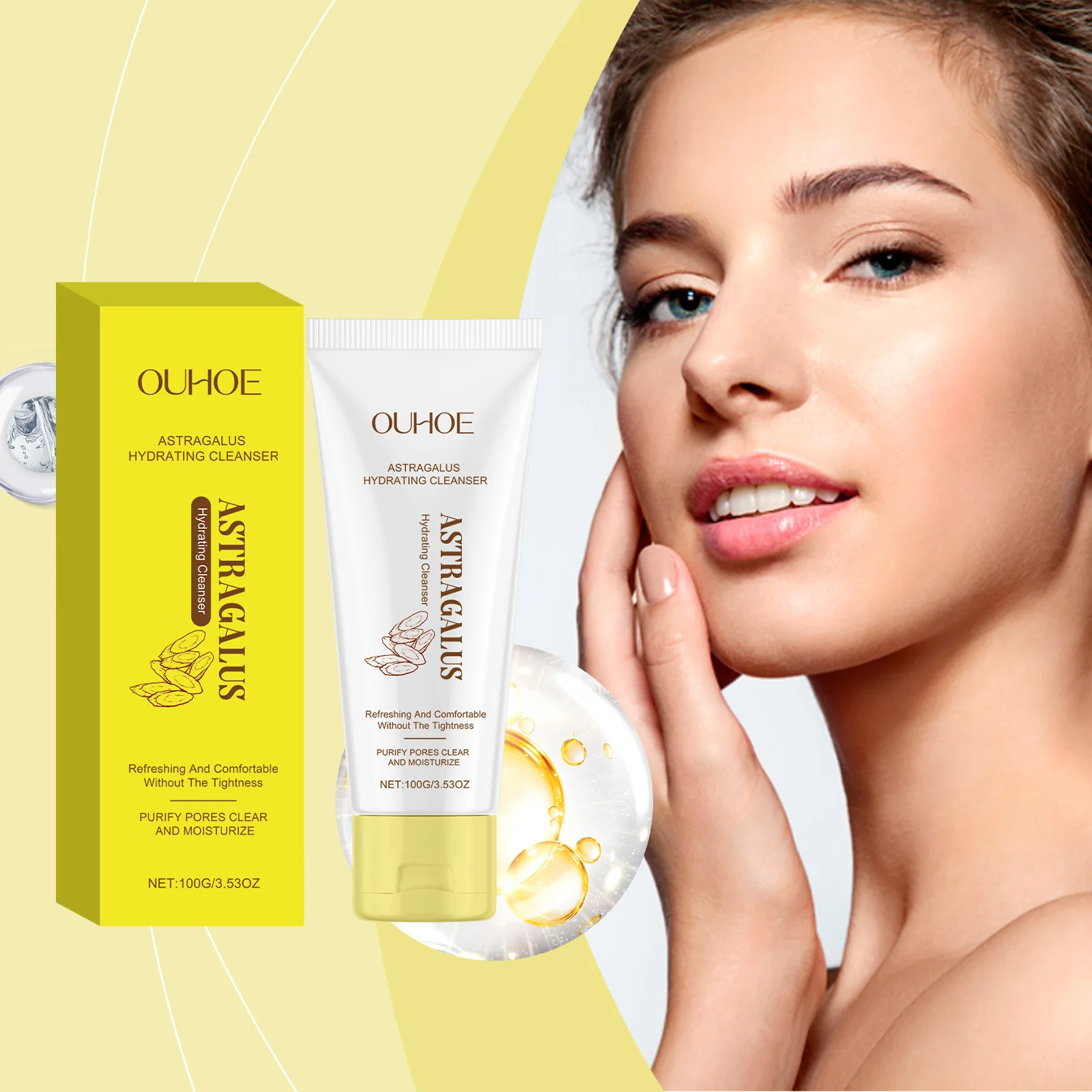 Astragalus Hydrating Cleanser – Herbal Facial Wash for Dry & Sensitive Skin – pH-Balanced Gentle Foaming Cleanser – 100g/3.53oz