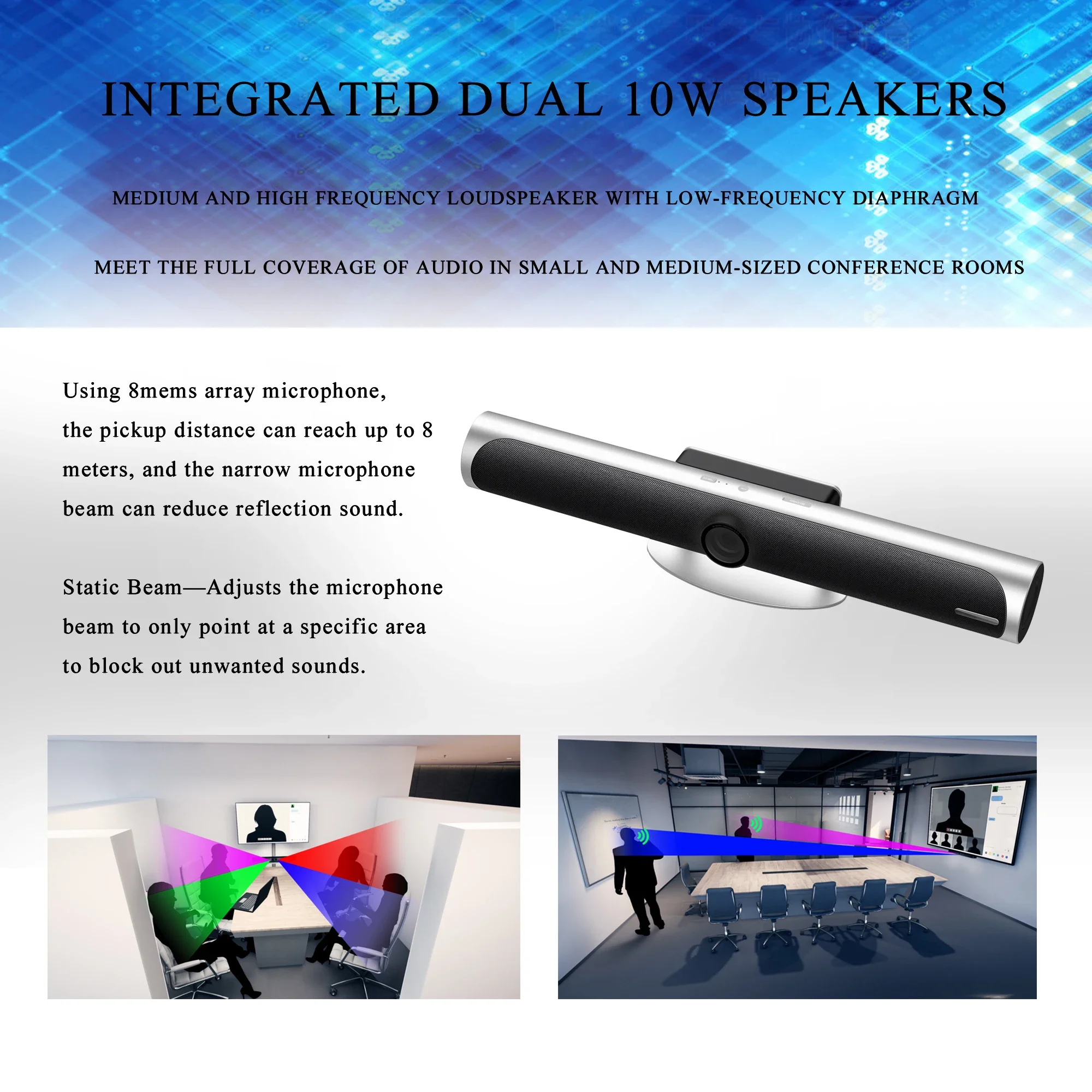 

2026 4k Conference System All In One Sound Bar Video Conference 4K PTZ Camera With Speakerphone Optics Meeting