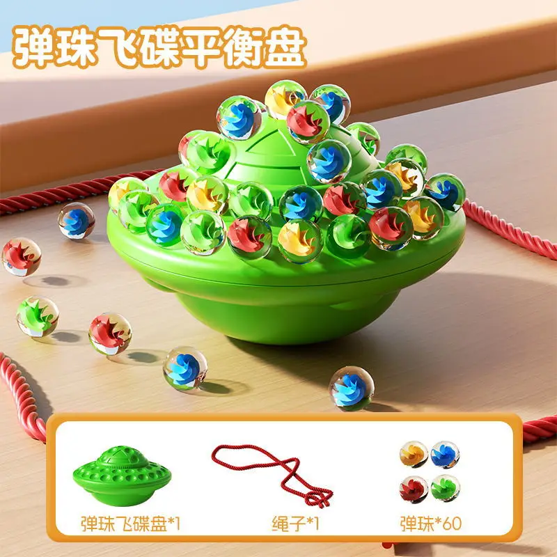 Nieuwe UFO Balance Game Flipperkast Stapelplaat Swingende Bal Intelligentie Bouwstenen Flipperkast Kleurrijke Glazen Kraal Party Game