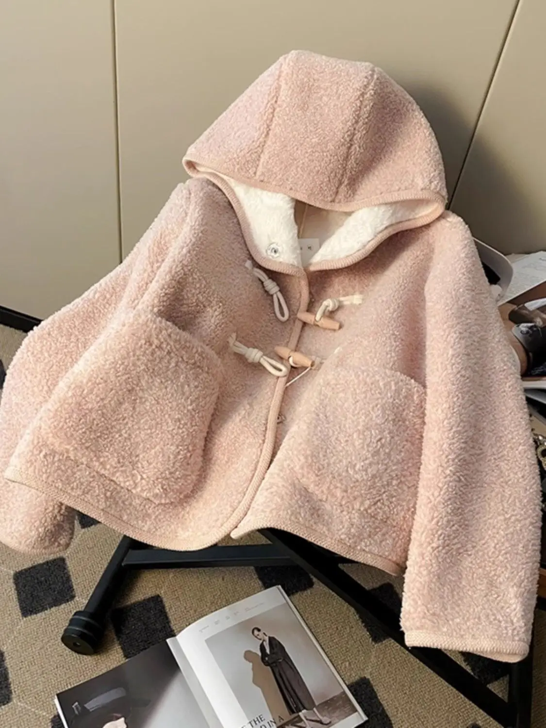 Korejpaa 2024 Autumn Winter Coat Korean Fashion Hooded Pockets Warm Jackets Outwear Sweet Kawaii Clothes Chic Buttons Coats