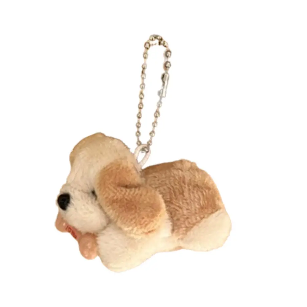 Animal de pelúcia osso filhote de cachorro boneca dos desenhos animados bonito pelúcia filhote de cachorro chaveiro kawaii engraçado carro pingente mochila pingente