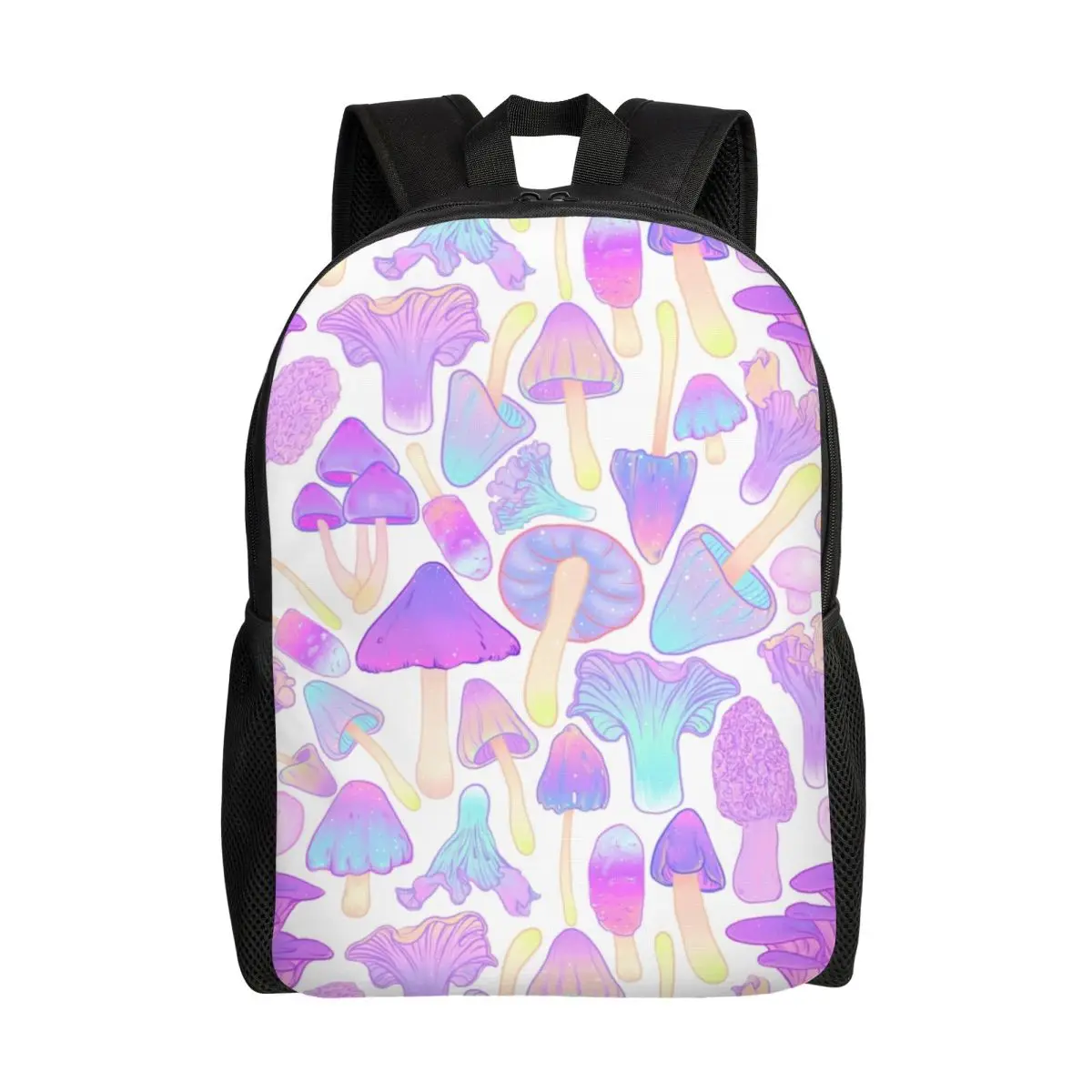 

Mushroom Hunt On White Backpack for Women Men Waterproof College School Magic Bag Printing Bookbags