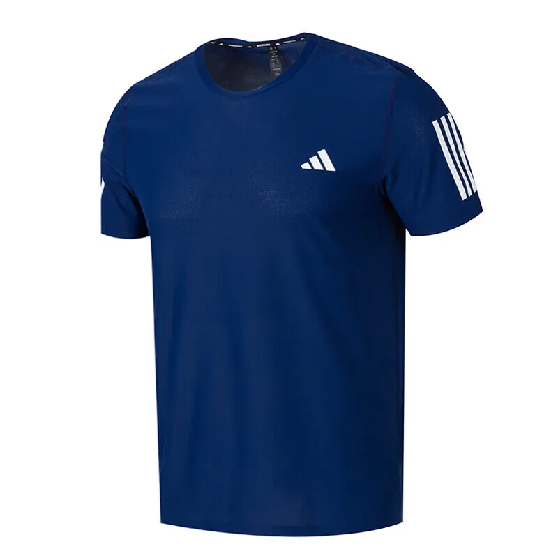 Adidas White Simple Sports Short - sleeve T - shirt. With a Classic Brand Logo and Striped Design, and Breathable Fabric