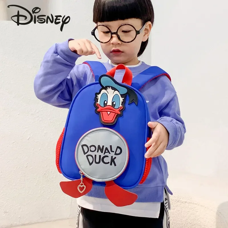 Disney-mochila de gran capacidad para niños, mochila informal de alta calidad con dibujos animados, a la moda, pato Donald