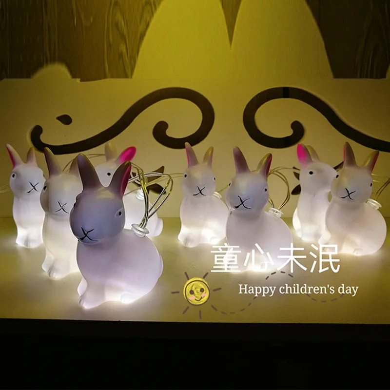 LED bunny pendant battery box lights a warm and cozy indoor animal string light for children