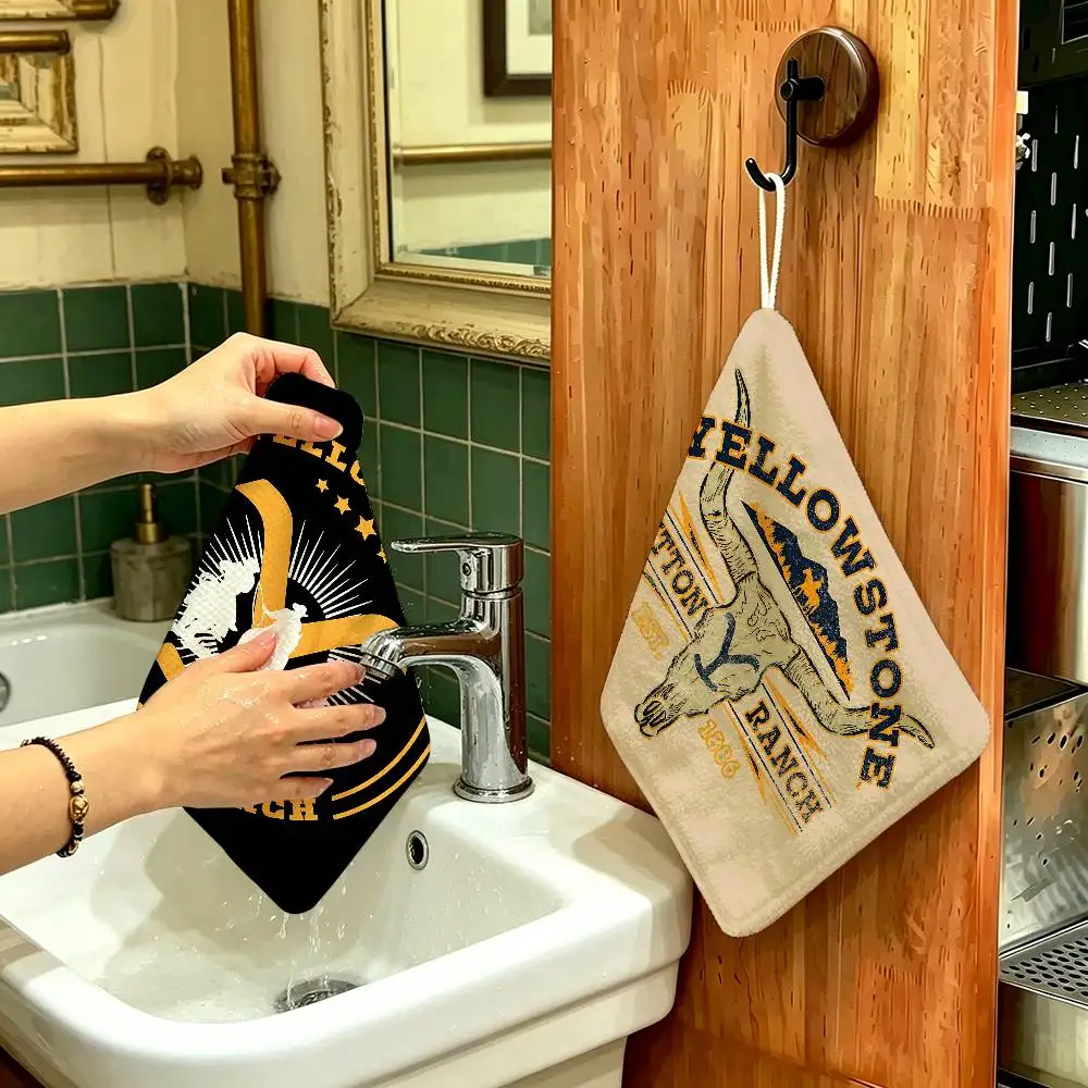 Y-Yellowstone D-Dutton Ranch Hanging Kitchen Towel, Polyester Cotton Material, Multipurpose Hand Wiping Towel for Family
