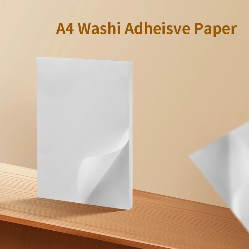 Papier Washi A4 Samoprzylepny materiał do konta ręcznego Naklejka Laserowa do druku atramentowego Półprzezroczysty japoński papier DIY﻿
