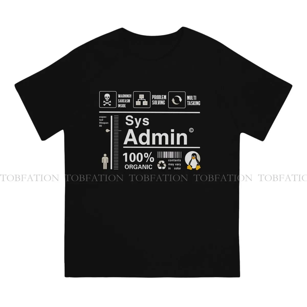 Linux Kit Infographic Sys Admin Penguin Hipster TShirts Computer Cpu Core Men Pure Cotton Streetwear T Shirt Round Neck Big Size