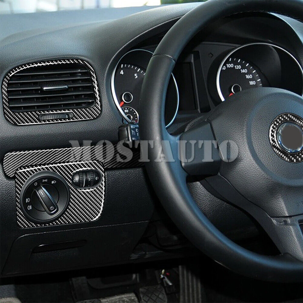 For Volkswagen VW Golf 6 MK6 GTI Soft Carbon Fiber Interior Accessories Kit Cover Trim 2008-2012 13pcs Interior Whole Kit