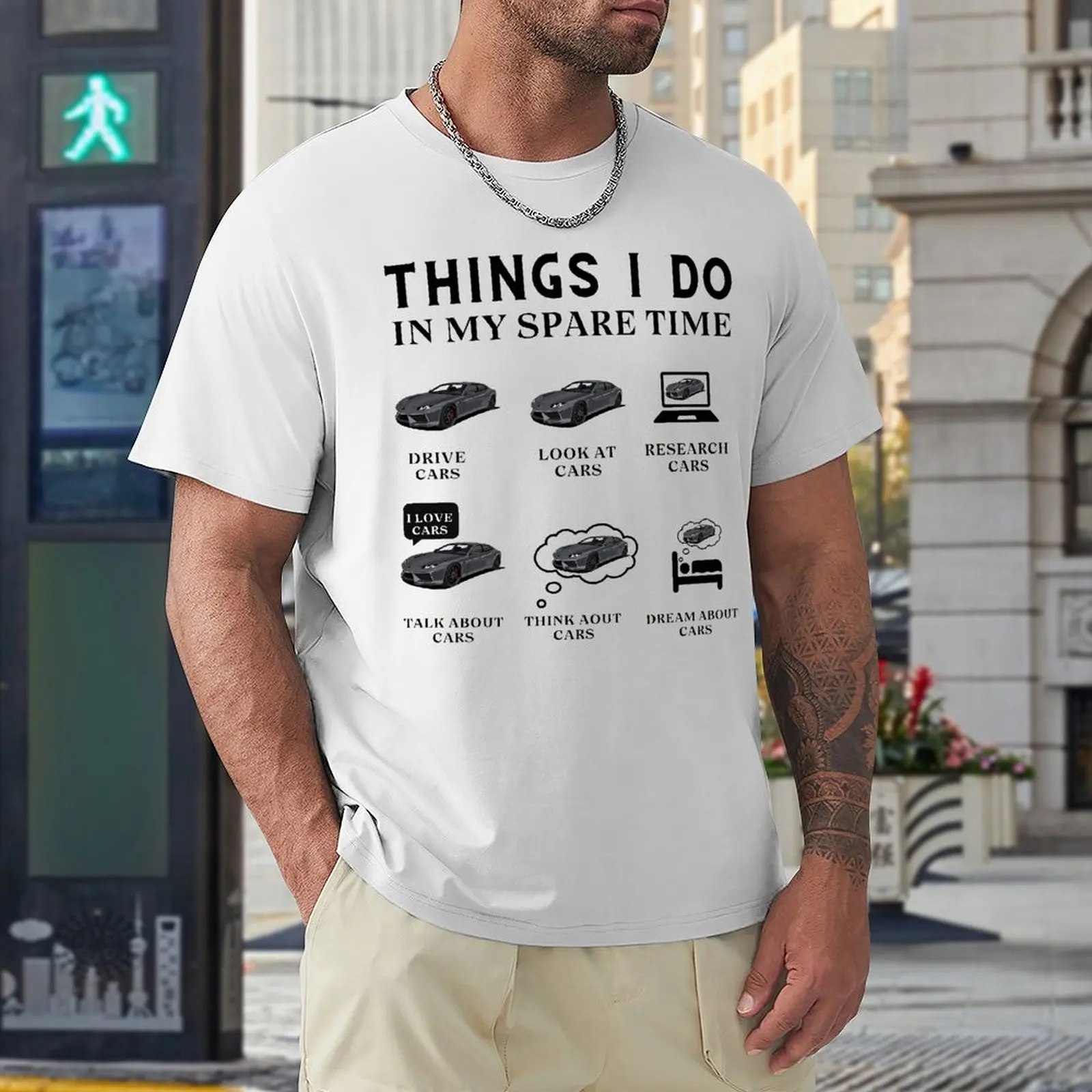 Things I Do In My Spare Time Funny Car Fresh T-shirt Movement Tshirt Graphic Cool Geeky Travel USA Size image 6