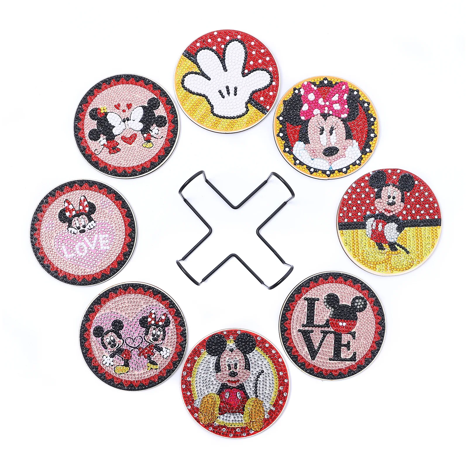 

Diamond Painting Mickey Mouse DIY Wooden Material Point Drilling Thermal Barrier Antiskid Coasters Handiwork Bracket Included