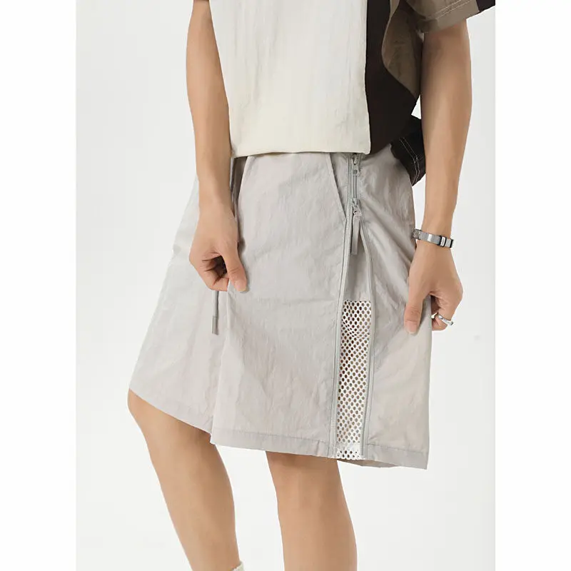 

Мужские баскетбольные спортивные шорты, летняя уличная одежда, быстросохнущие дышащие мужские пляжные повседневные брюки с боковой молнией длиной пять четвертей