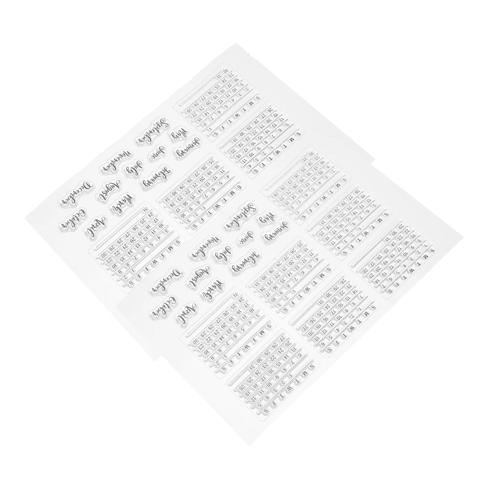 

2pcs Silicone Calendar Transparent Clear Stamp Set Journaling Scrapbooking Card Making Planners Diy Decoration Durable Reusable