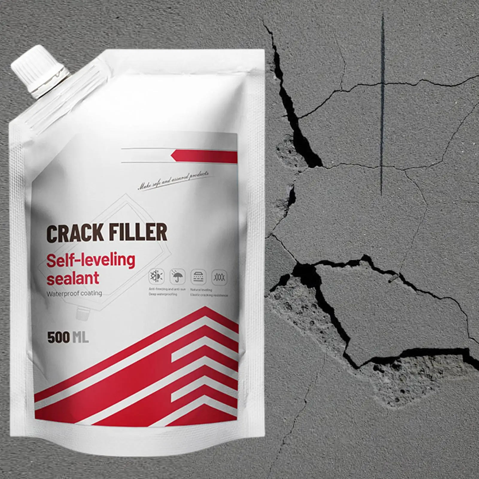 

Wall Hole Filler 500ml Asphalt Crack Filler Concrete Patch Concrete Repair Asphalt Patch Cracked Tile Filler For Protect Roofs