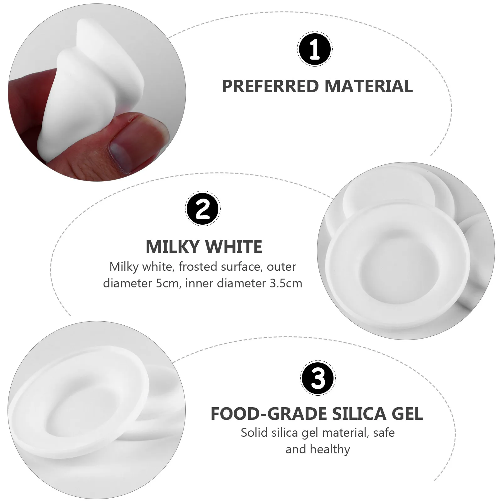 1Set Silicone Milk Storage Cup Seal Gasket 5Cm Outer Diameter Milky White High Temperature Leak-Proof for Bottle Travel
