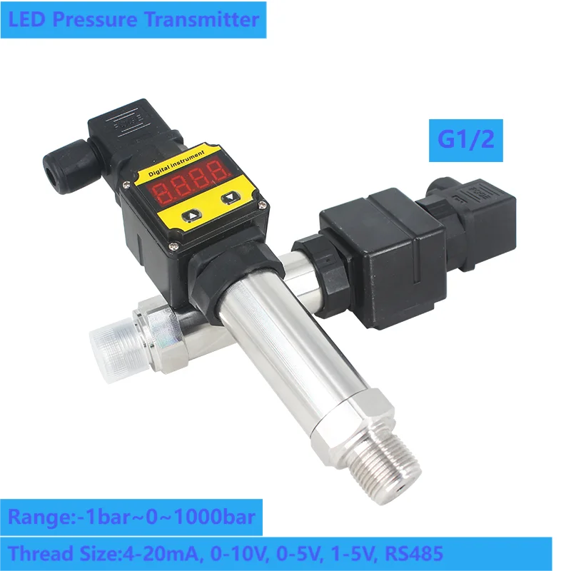 

G1/2 LED Pressure Transducer Sensor 4-20mA 0-10V 0-5V Pressure Transmitter -1Mpa 60Mpa 2.5Mpa 16Mpa Digtal Presure Gauge