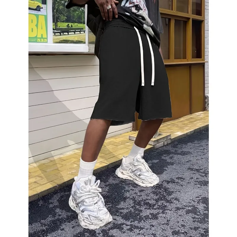 شورت كاجوال صيفي رمادي فاتح للرجال بحزام مطاطي مع نسخة فضفاضة قابلة للتنفس مناسبة لسراويل رياضية #2