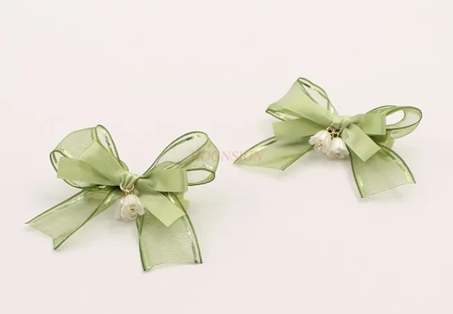 2pcs Bell Orchid Flower Hairpin Bow Knot Edge Clip Duck Mouth Clip Premium Feel Hairpin