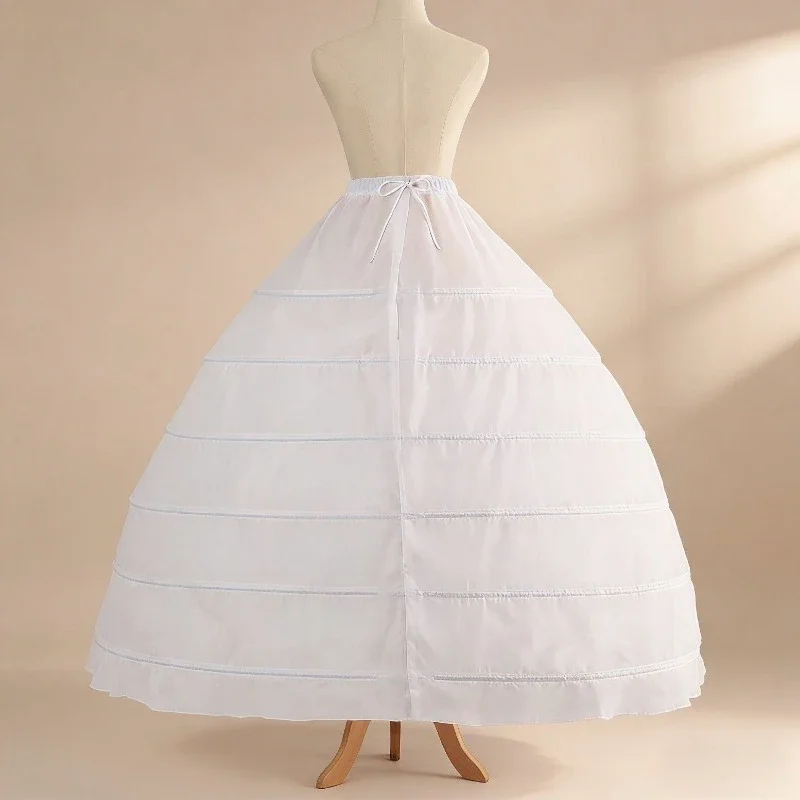 Six Circle Elastic Waist Strap Bone Underskirt Bride Wedding Dress Floor Length Skirt Support for Bridal Gown Shaping