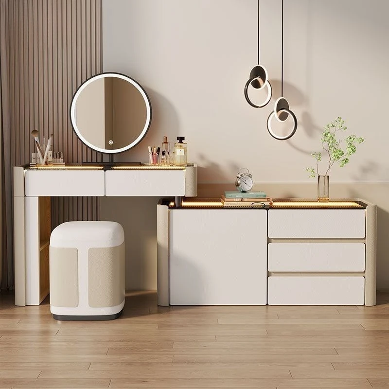 Modern, light luxury, dressing table, bedroom, makeup table, solid wood, chest, integrated, makeup