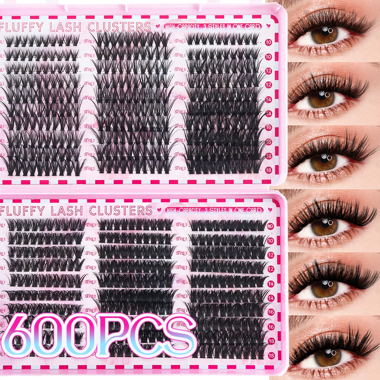 Beginner Set Multi Style False Eyelashes 290 720 666 600PCS Comfortable Large Capacity Makeup Tool for Easy Application And Stor