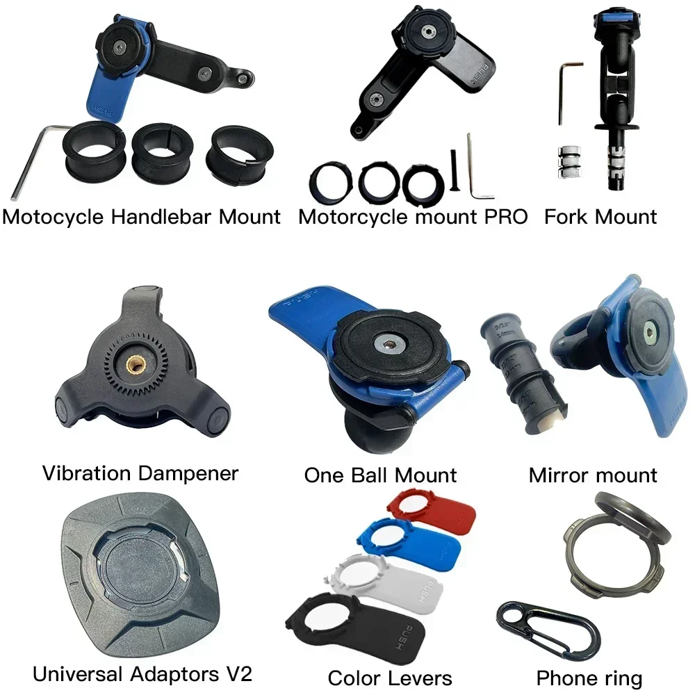 Motorcycle Handlebar Stem Fork Mount Holder Phone Mount Universal Adaptors 1 ball Mirror Scooter Mount VIBRATION DAMPENER Lock