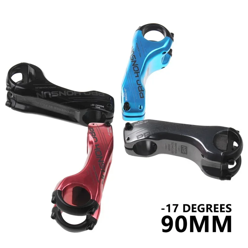 Bicycle Handlebar Stem MTB Road Moutain Bike Stem 90mm Bicycle Handlebar 31.8mm -17 Degree Rise DH AM XC Bike Stem