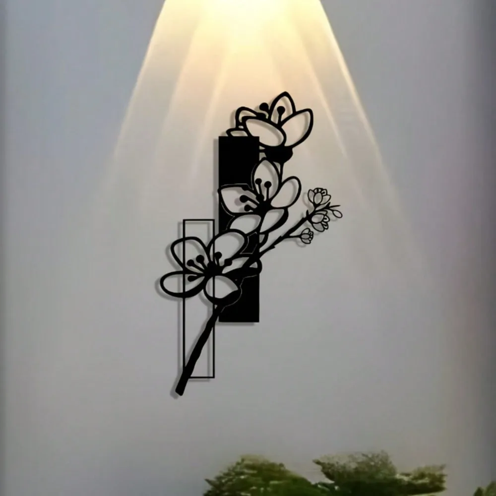 CIFBUY Iron Wall Art Metal Peach Blossom Hanging Decor Vintage Reusable Bohemian Home Office Ornament Flower